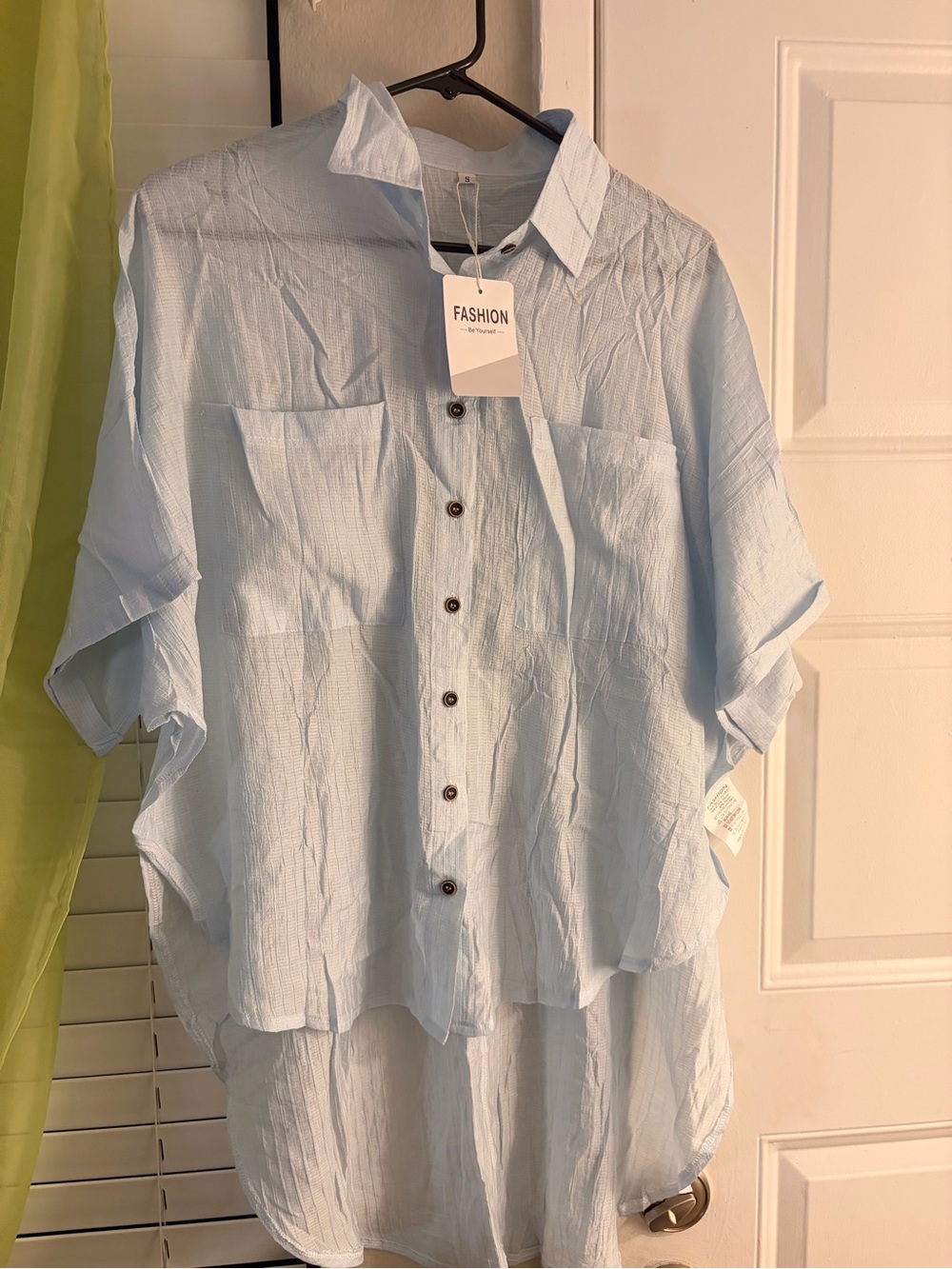 SL Fashions Light Blue Short-Sleeve Button-Down Shirt